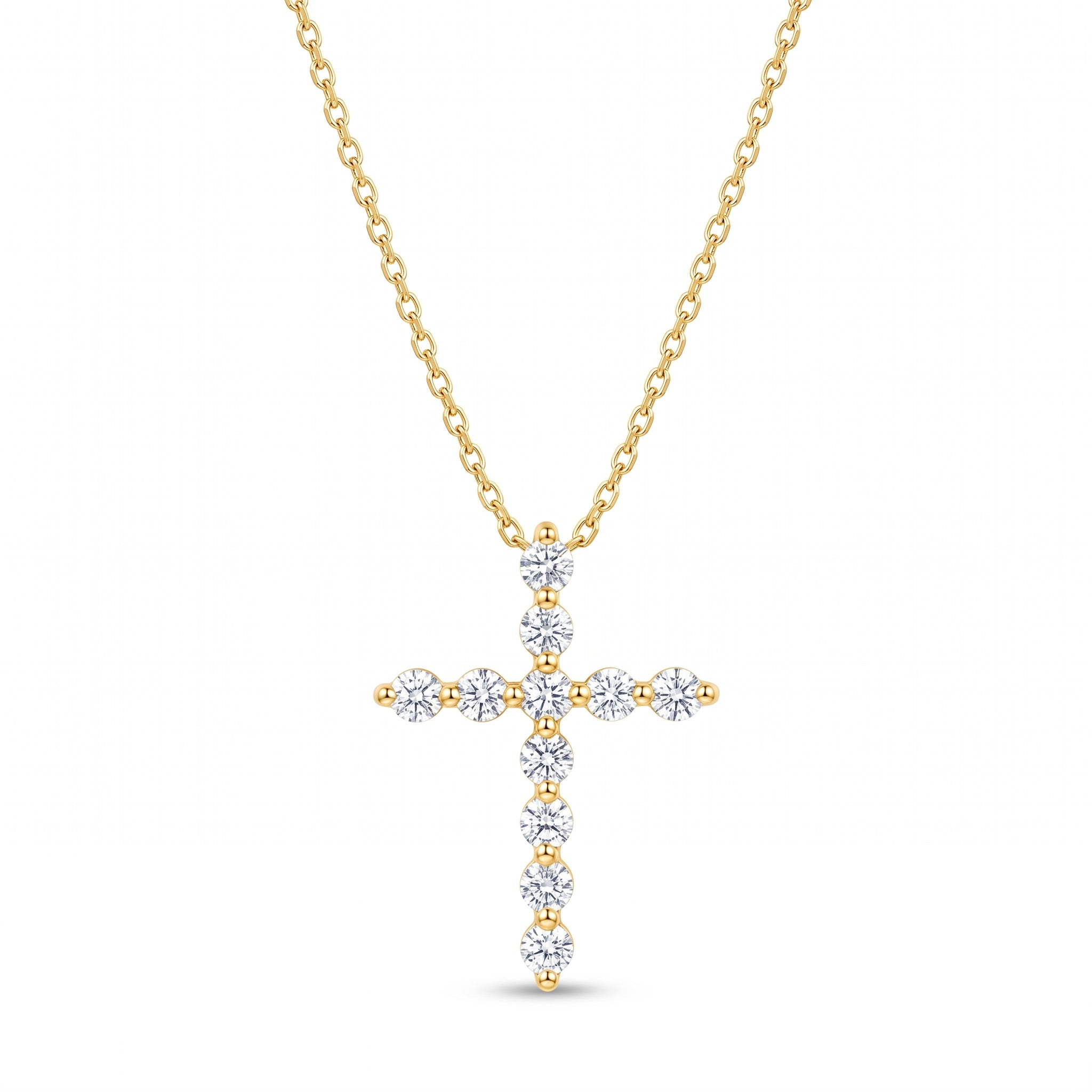 Diamond Yellow Gold Cross Chain Necklace
