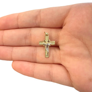 18k Gold Two Tone Cross Pendant