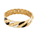 18K Yellow Gold Black & White Enamel Bangle Bracelet