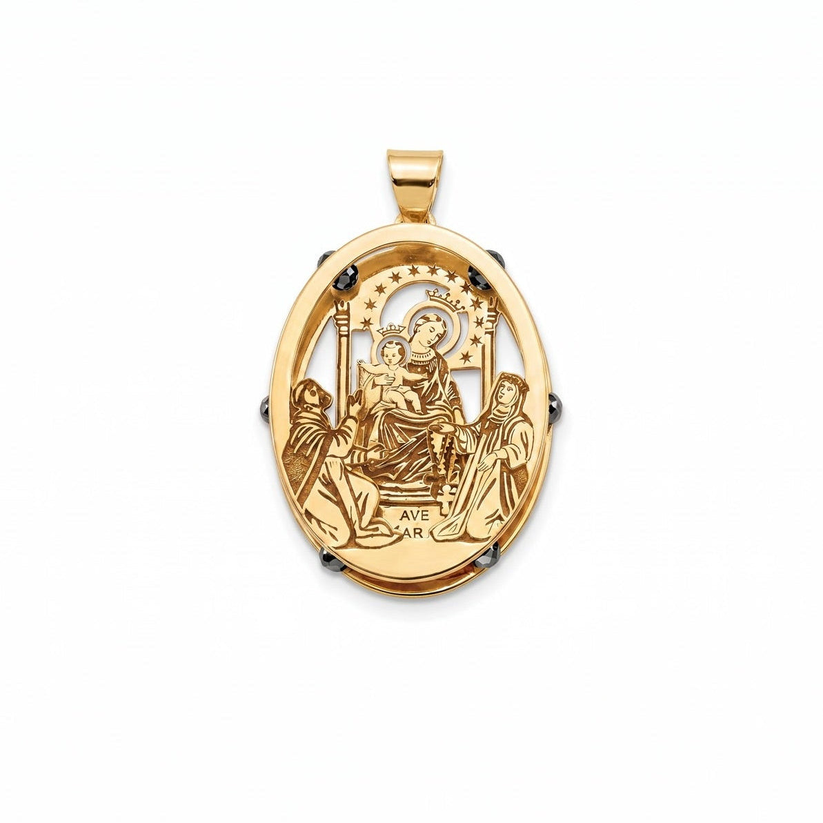 18K Yellow Gold Small St. Mary Icon Pendant
