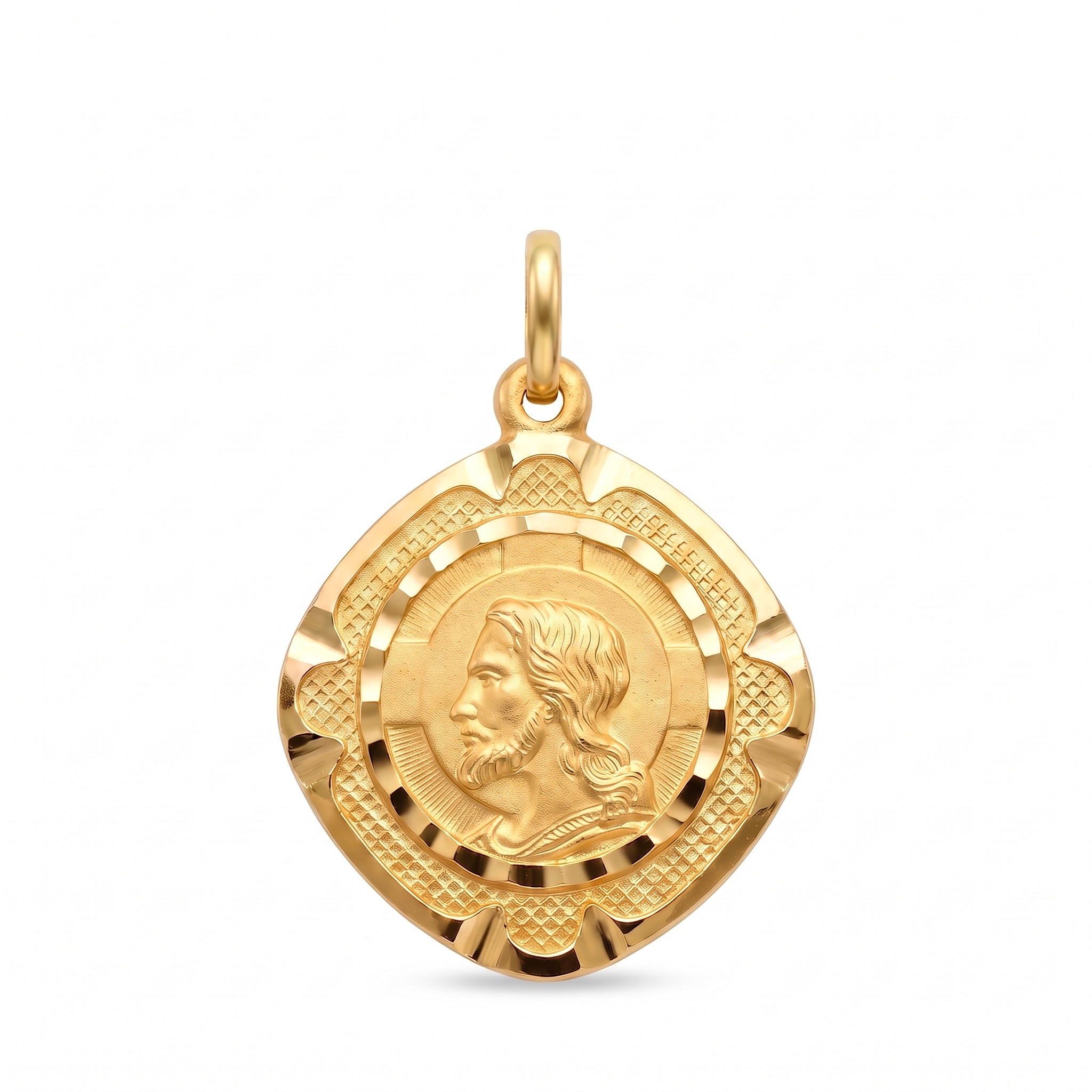 18K Yellow Gold Jesus Icon Pendant