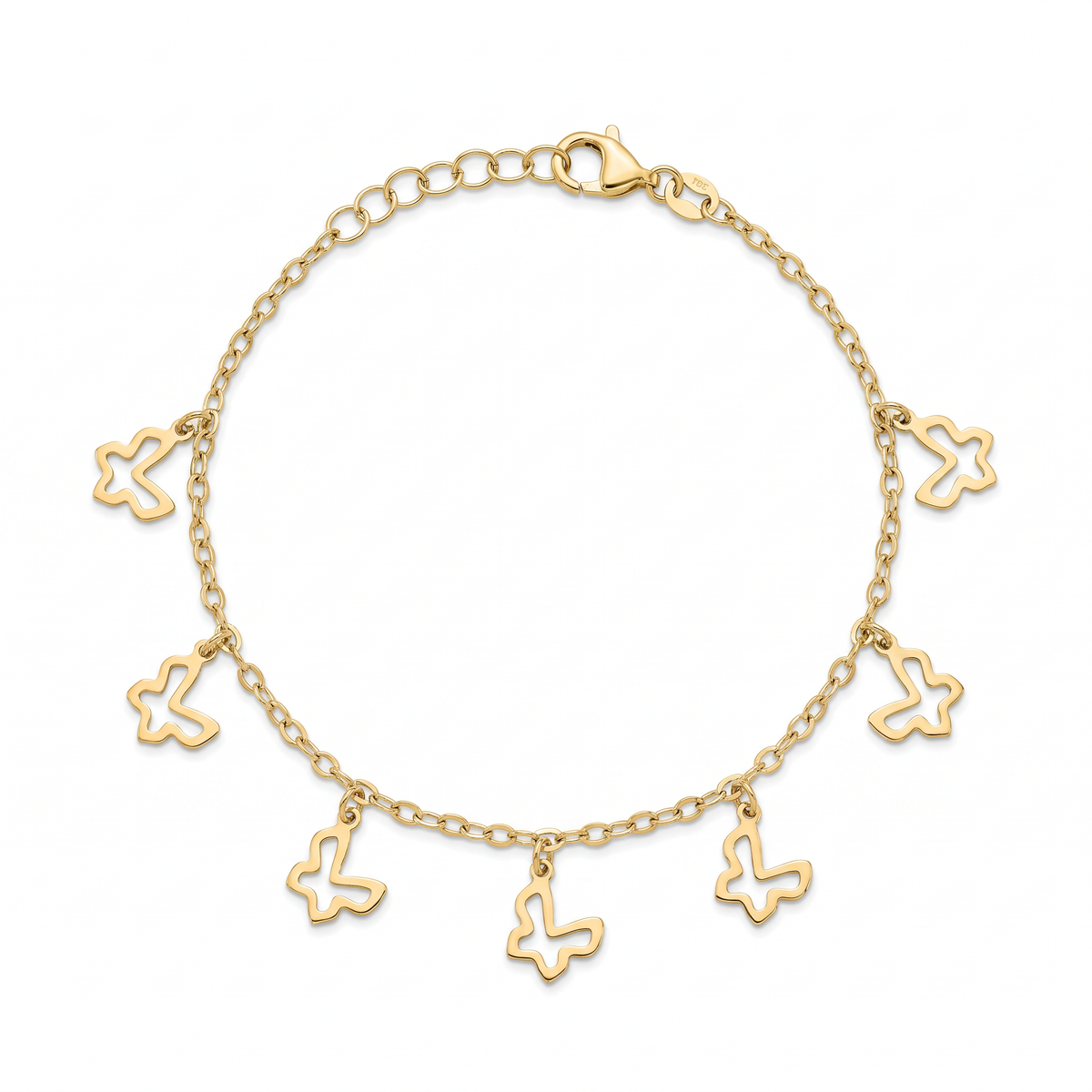 18K Yellow Gold Butterfly Motif Bracelet