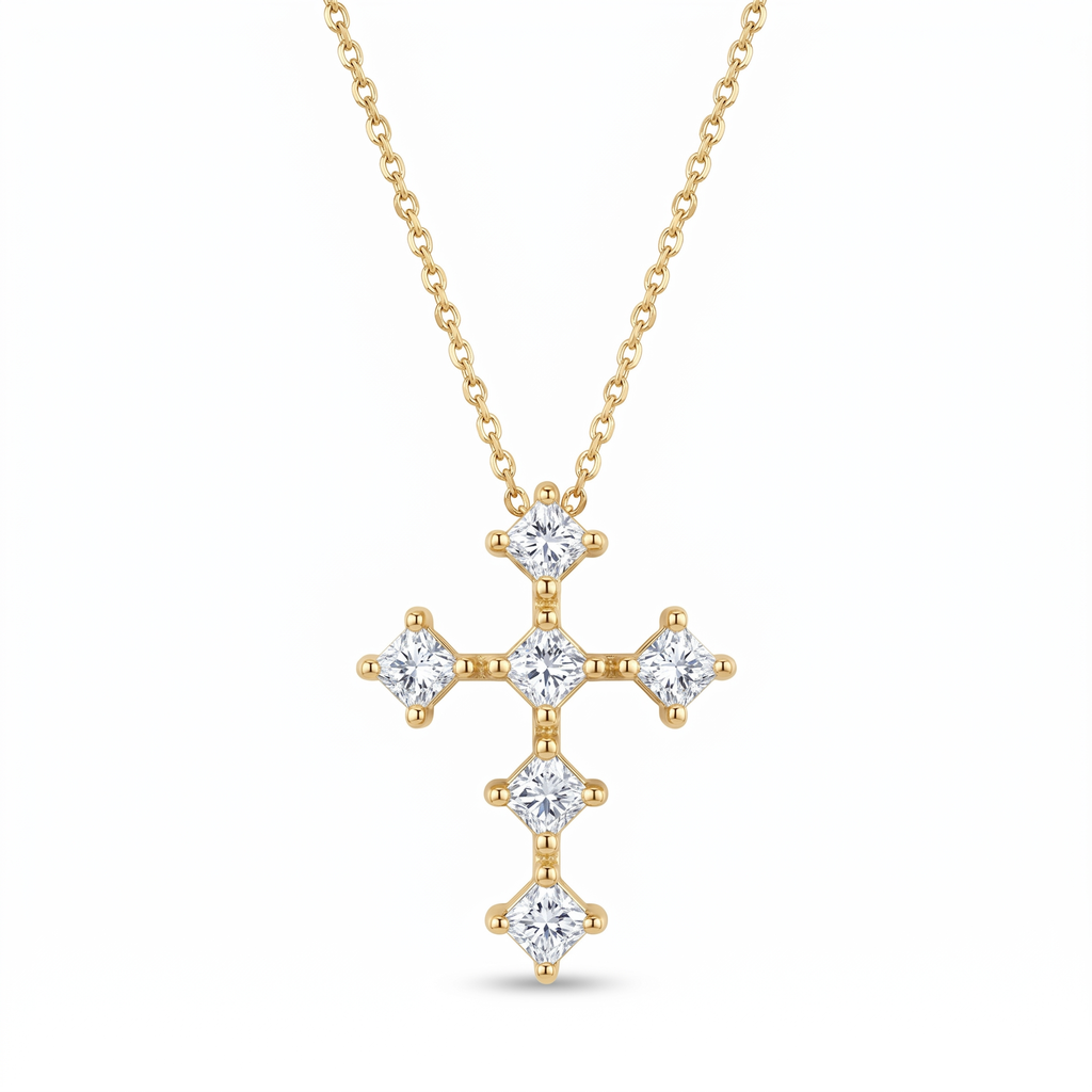 Diamond Yellow Gold Cross Necklace