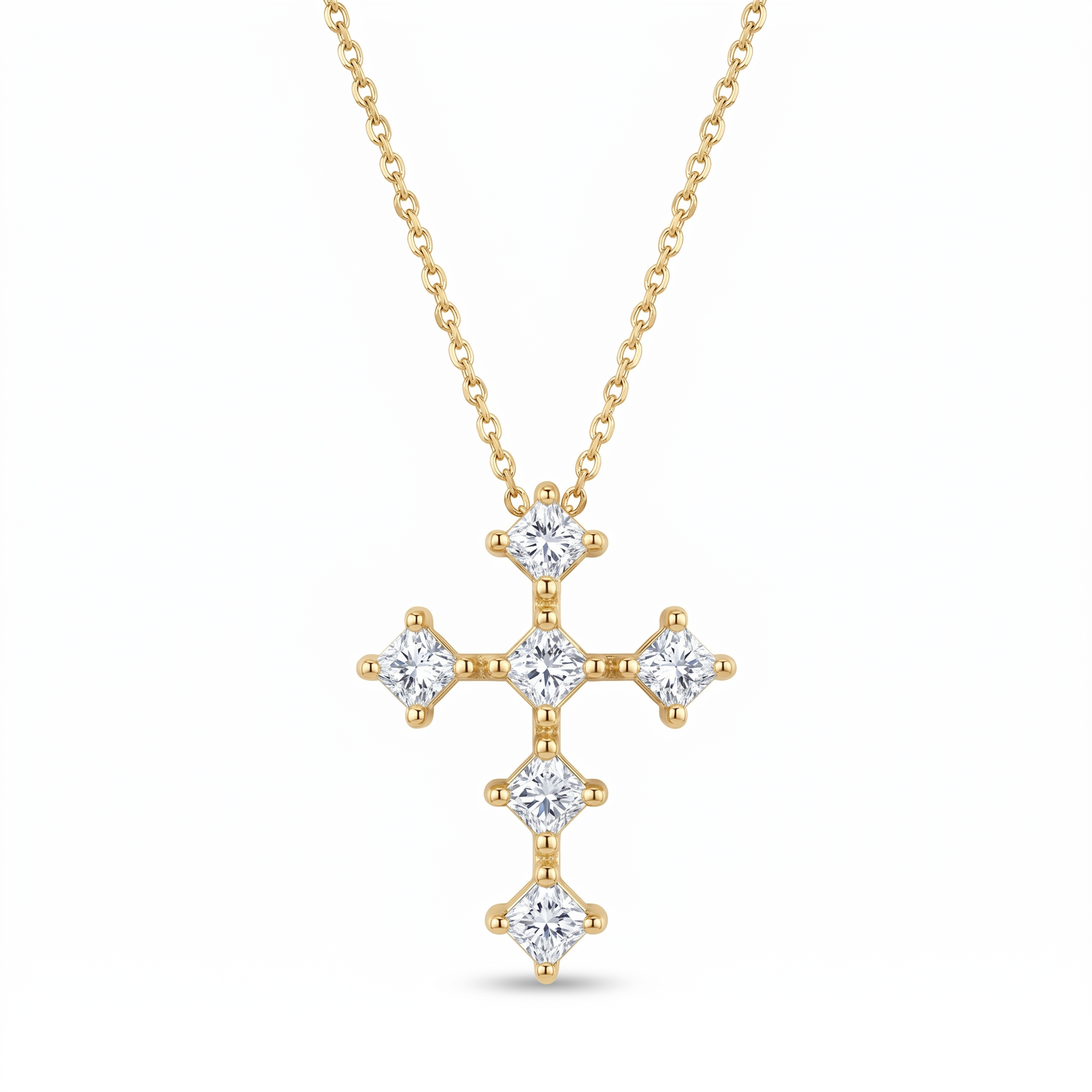 Diamond Yellow Gold Cross Necklace
