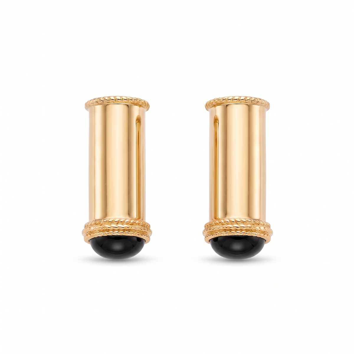 18K Yellow Gold Onyx Stud Earring