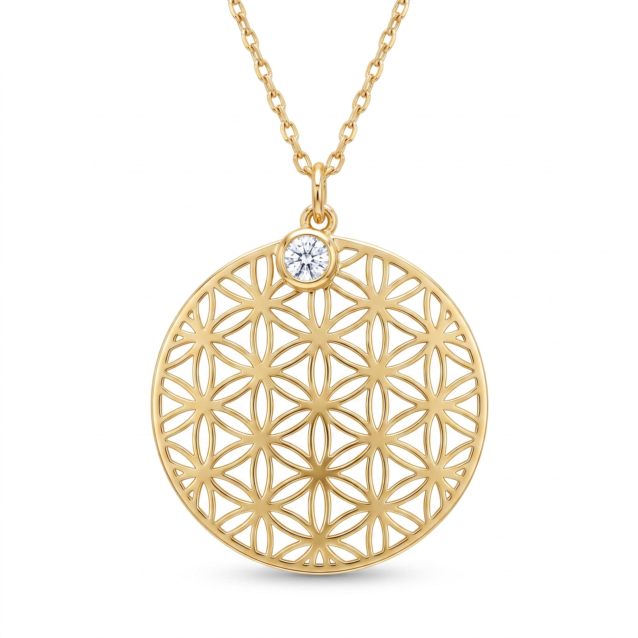 18K Yellow Gold Cubic Zirconia Chain Necklace