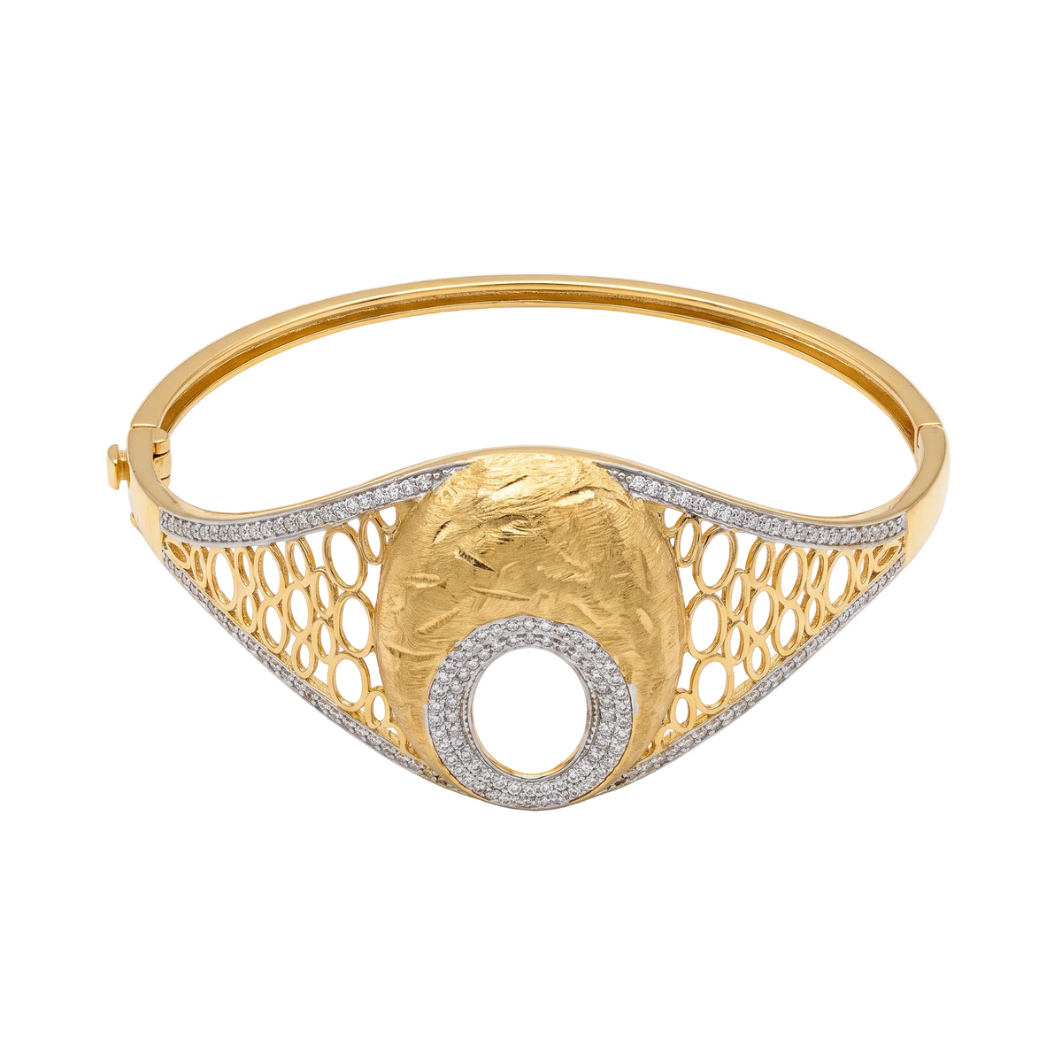 18K Yellow Gold Cubic Zirconia Bangle Bracelet