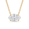 Lab Diamond Yellow Gold Marquise Solitaire Chain Necklace