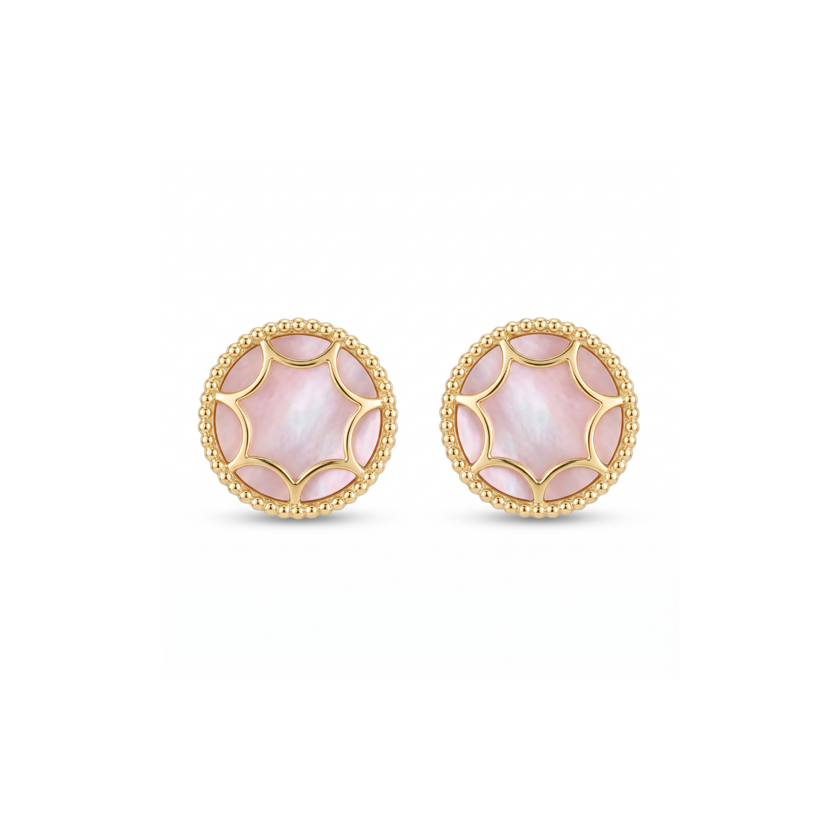 18K Yellow Gold Mother Of Pearl Stud Earring