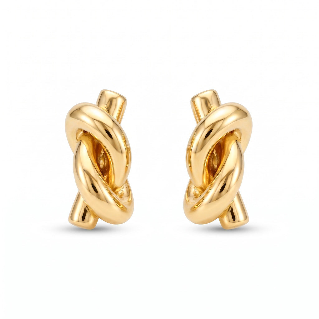 18K Yellow Gold Knot Stud Earring