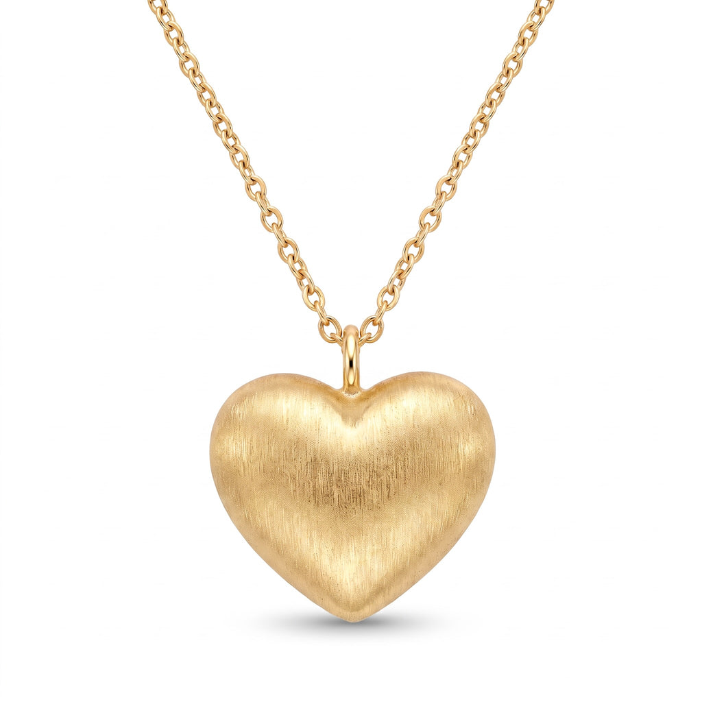 18K Yellow Gold Satin Heart Chain Necklace