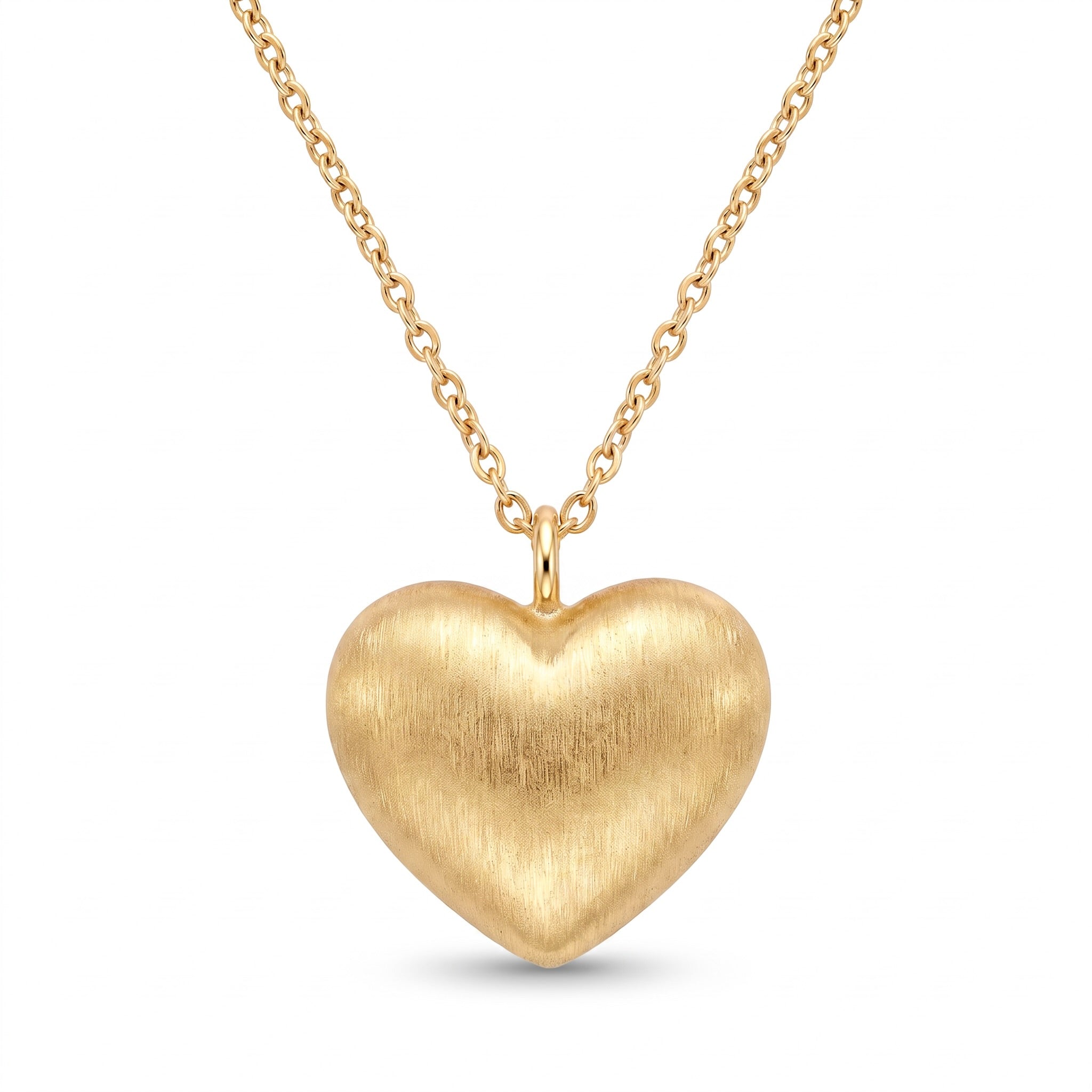 18K Yellow Gold Satin Heart Chain Necklace