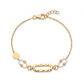 18K Yellow Gold White Enamel Chain Bracelet