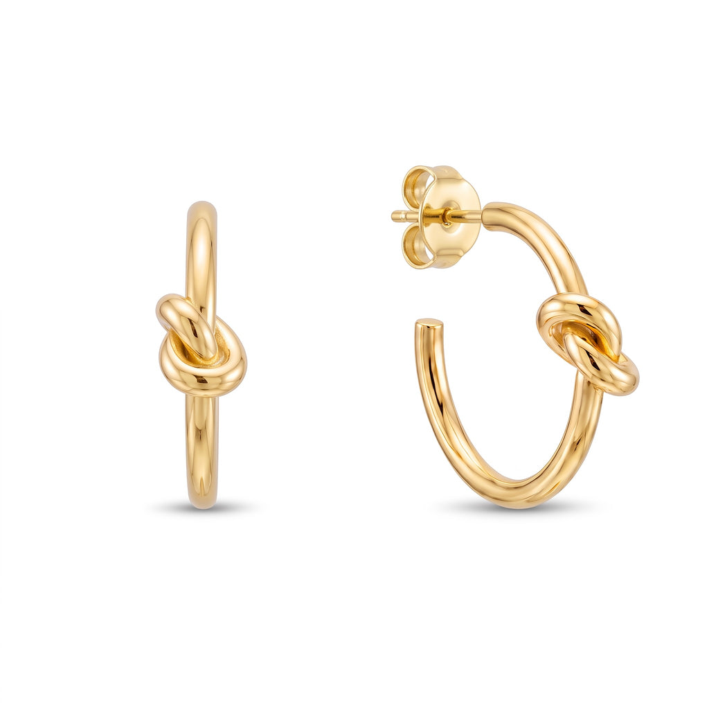 18K Yellow Gold Knot Hoop Earring