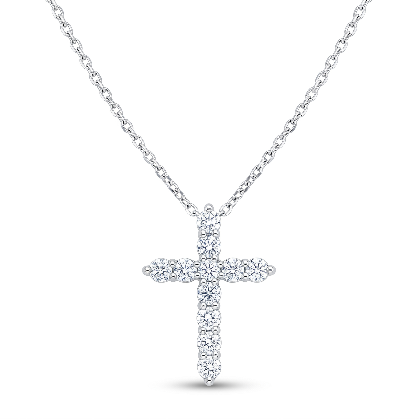 Diamond White Gold Cross Chain Necklace