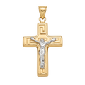 18K Two Tone Gold Crucifix Pendant