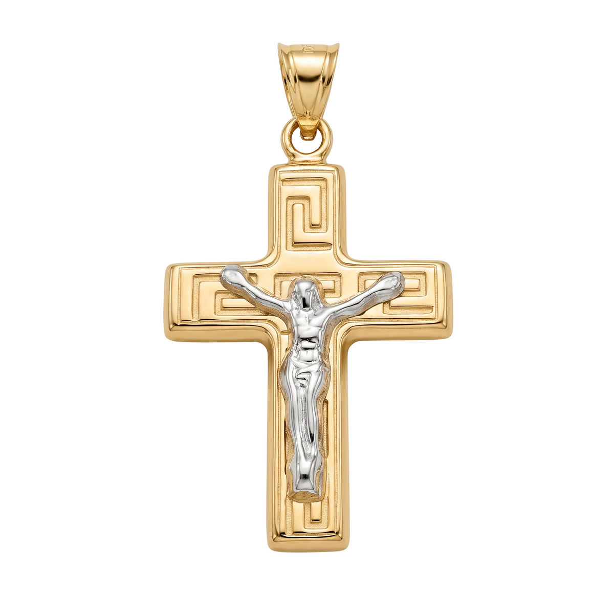18K Two Tone Gold Crucifix Pendant
