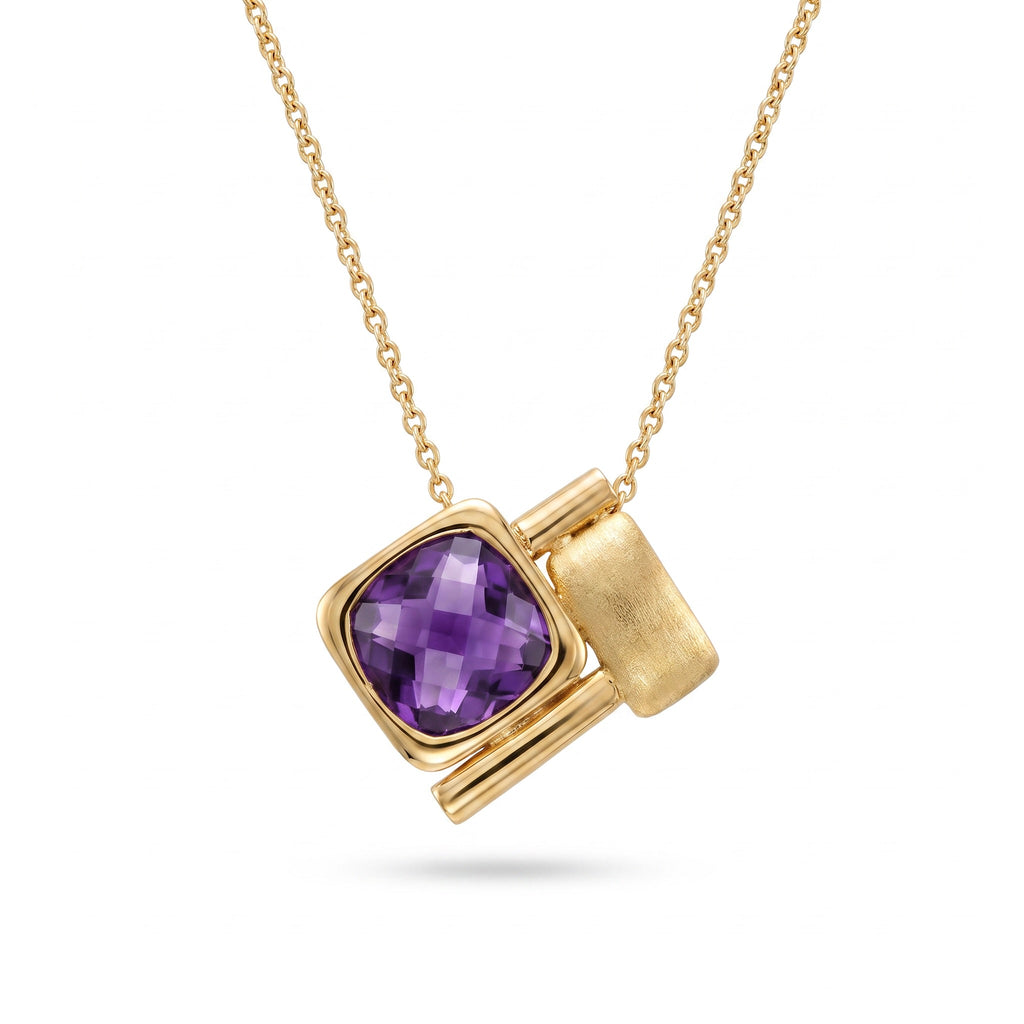 18K Yellow Gold Amethyst Chain Necklace