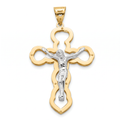 18K Large Two Tone Gold Crucifix Pendant