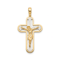 18K Two Tone Gold Crucifix Pendant