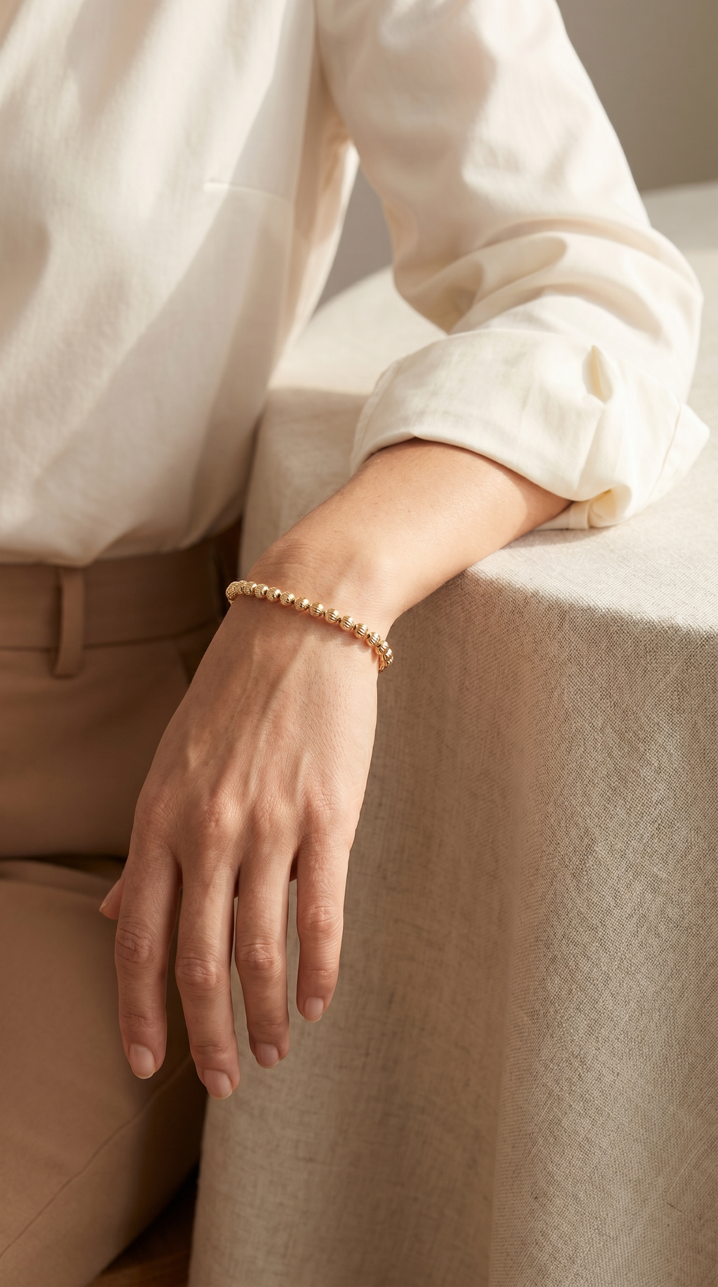 18K Yellow Gold Beaded Bracelet