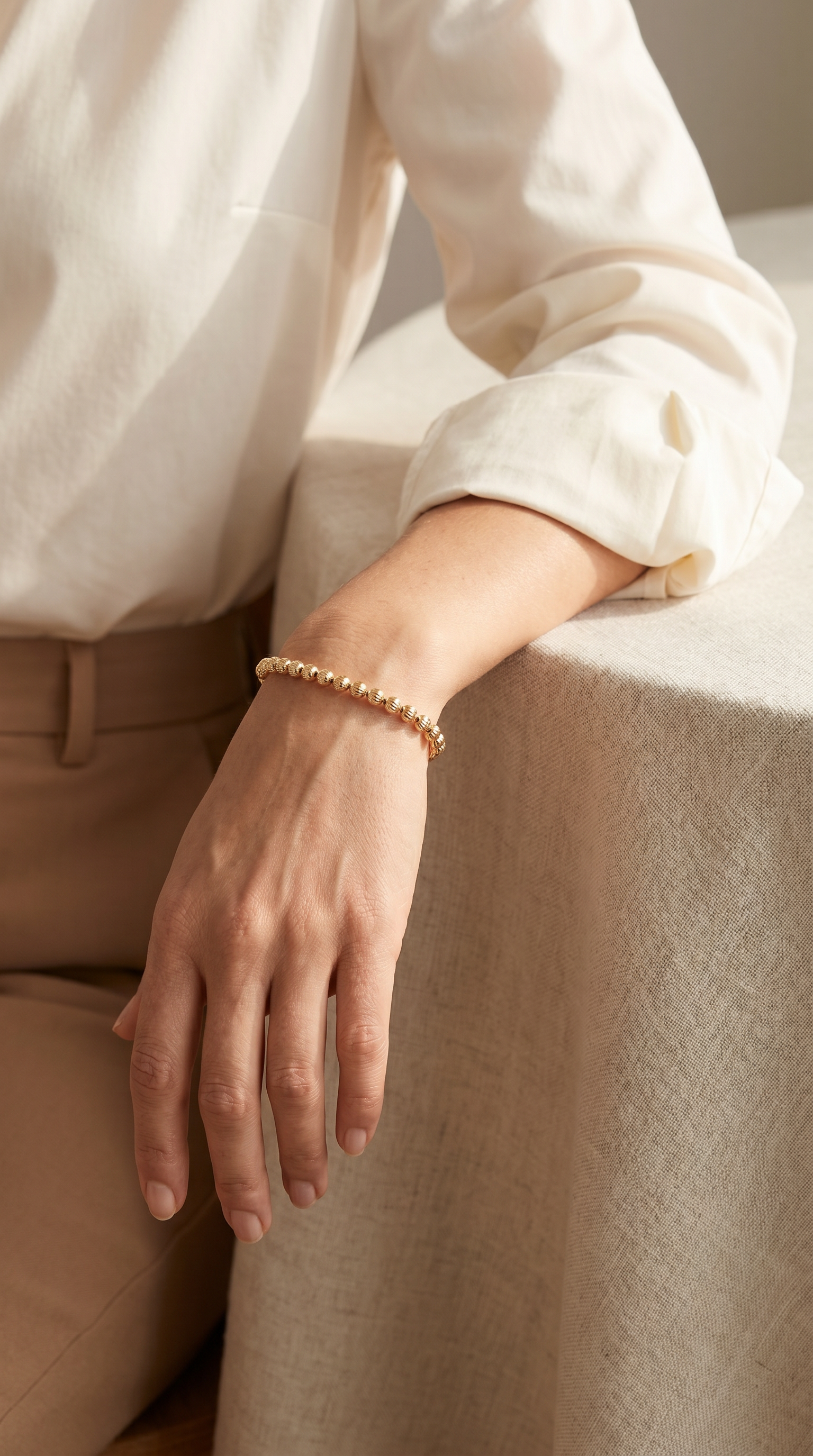 18K Yellow Gold Beaded Bracelet