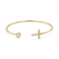 18K Yellow Gold Cubic Zirconia Cross Baby Cuff Bracelet
