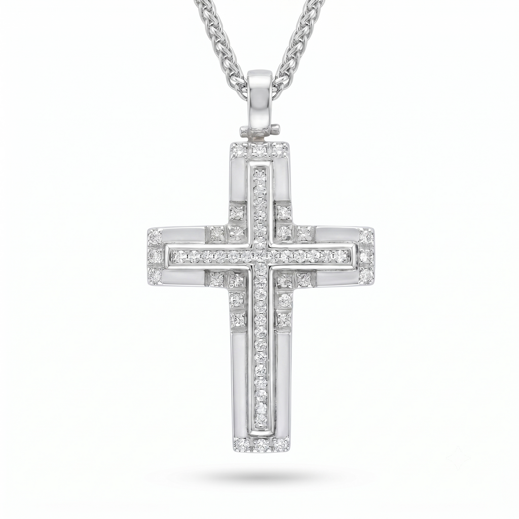 Diamond White Gold Cross Necklace