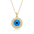 18K Yellow Gold Cubic Zirconia Evil Eye Necklace