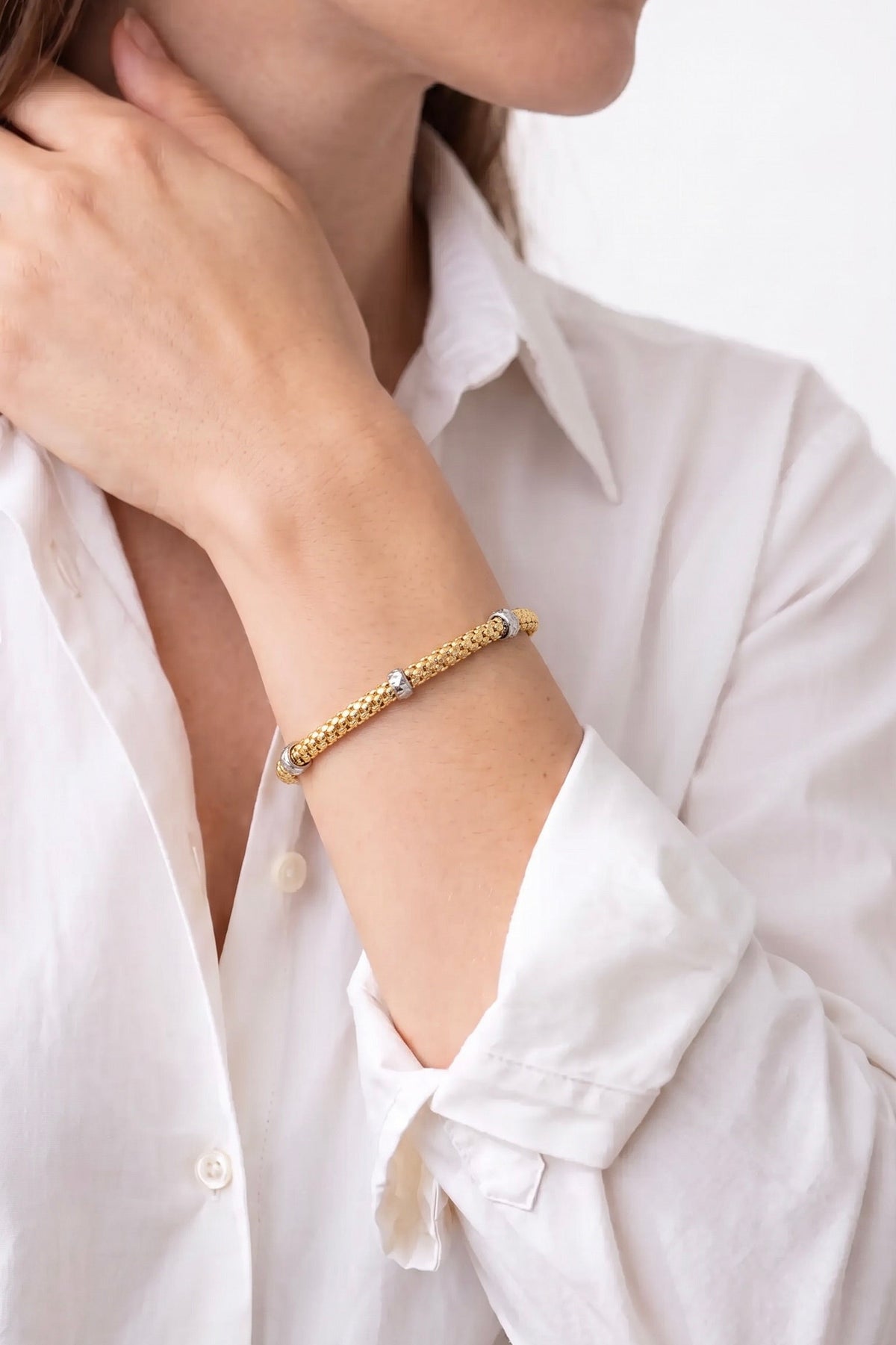 18K Two Tone Gold Bangle Bracelet