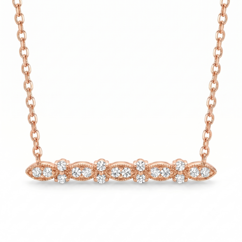 Diamond Rose Gold Bar Chain Necklace