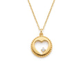 18K Yellow Gold Cubic Zirconia Heart Chain Necklace