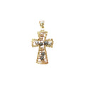 18K Multicolor Gold Small Wire Bead Cross Pendant