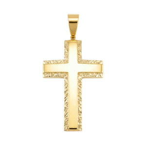 18K Yellow Gold Medium Diamond Cut Cross Pendant