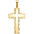18K Yellow Gold Large Diamond Cut Cross Pendant