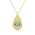 18K Yellow Gold Enamel Evil Eye Necklace