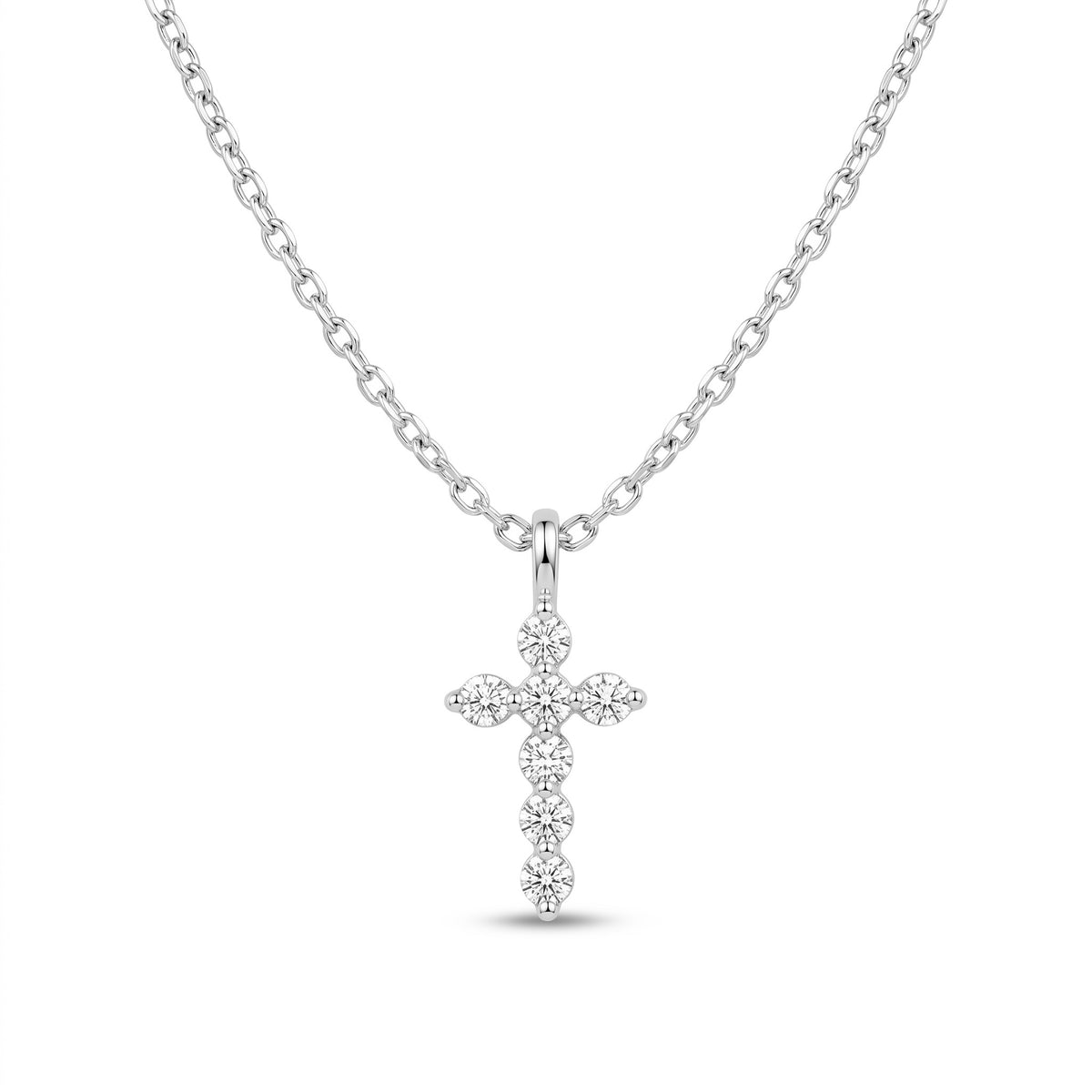 Diamond White Gold Cross Pendant Necklace