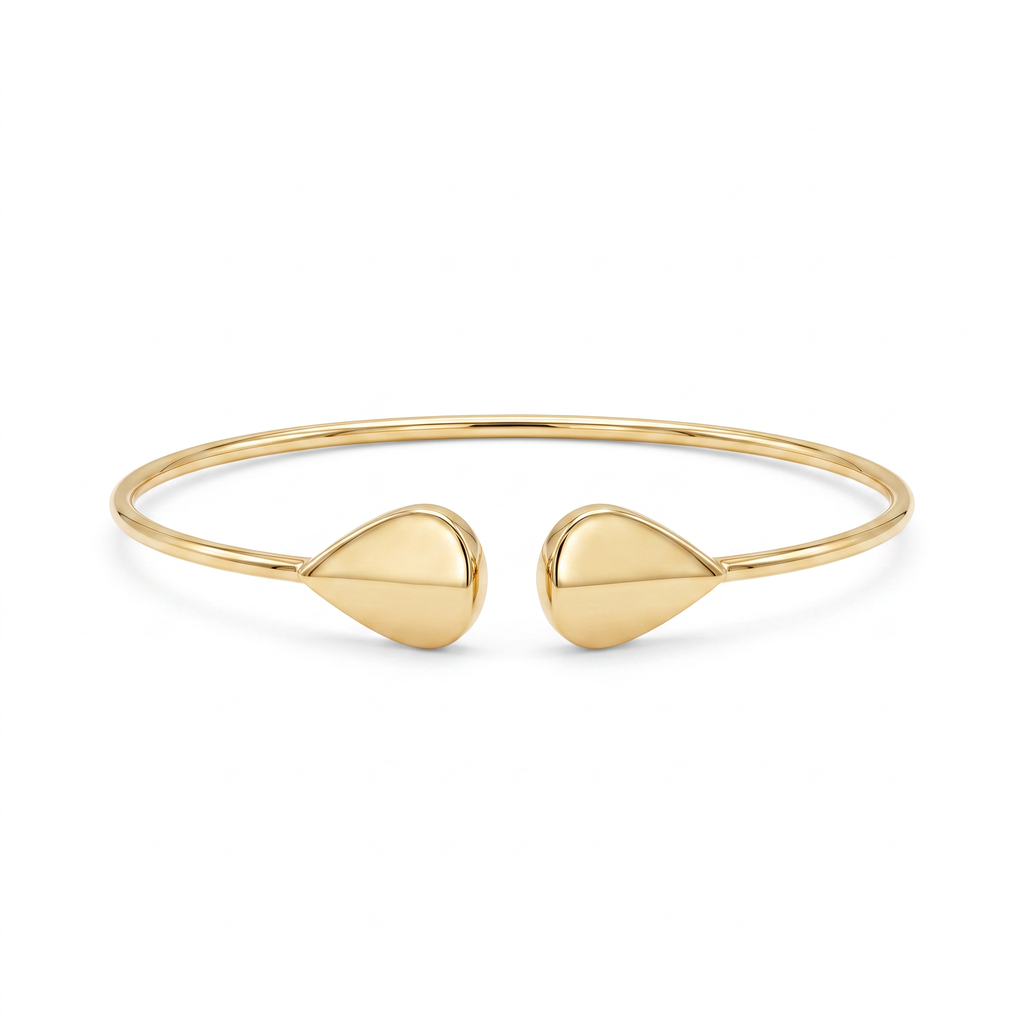 18K Yellow Gold Teardrop Cuff Bracelet