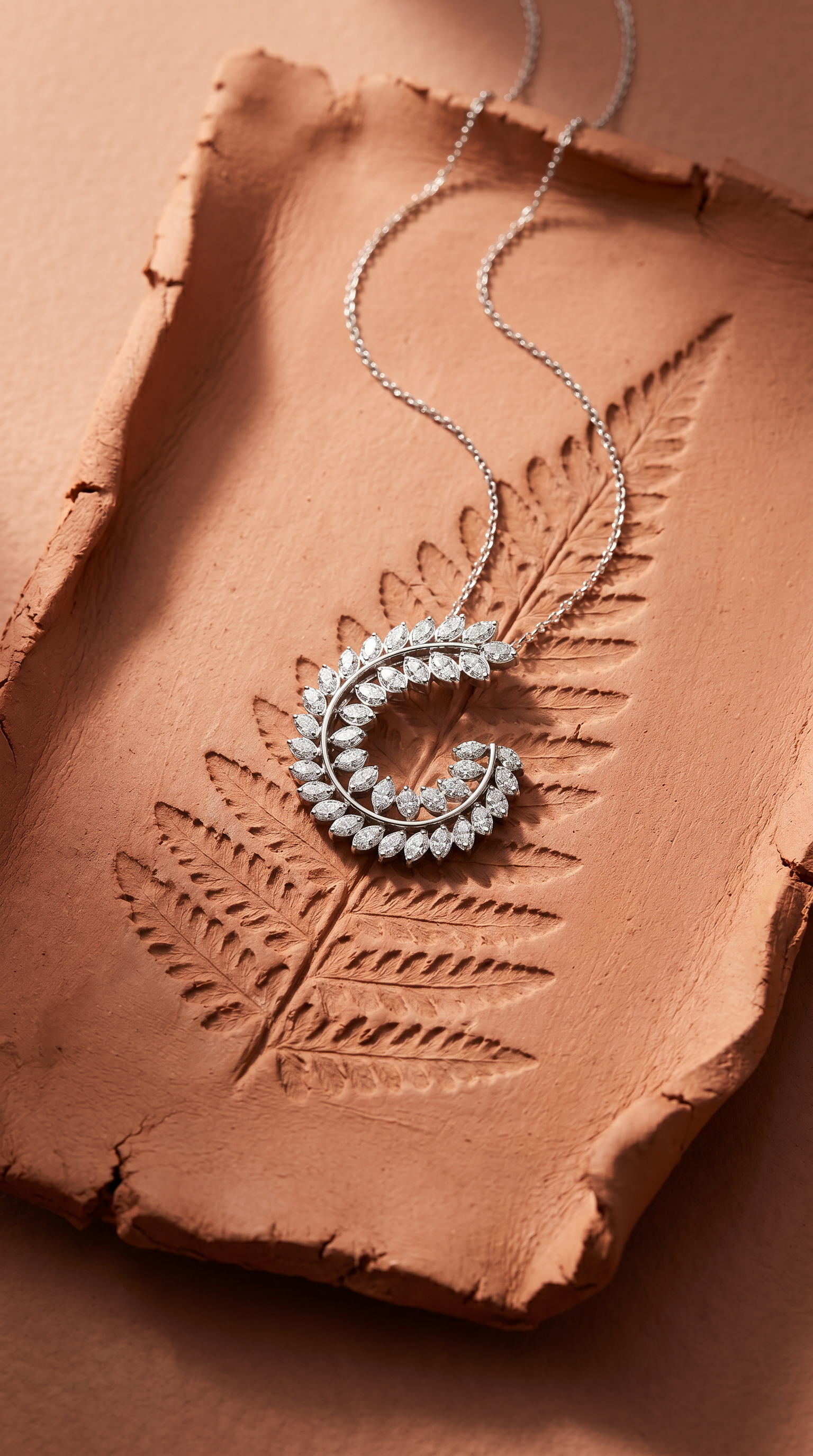 Diamond White Gold Leaf Necklace