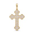 18K Yellow Gold Cubic Zirconia Pave Cross Pendant