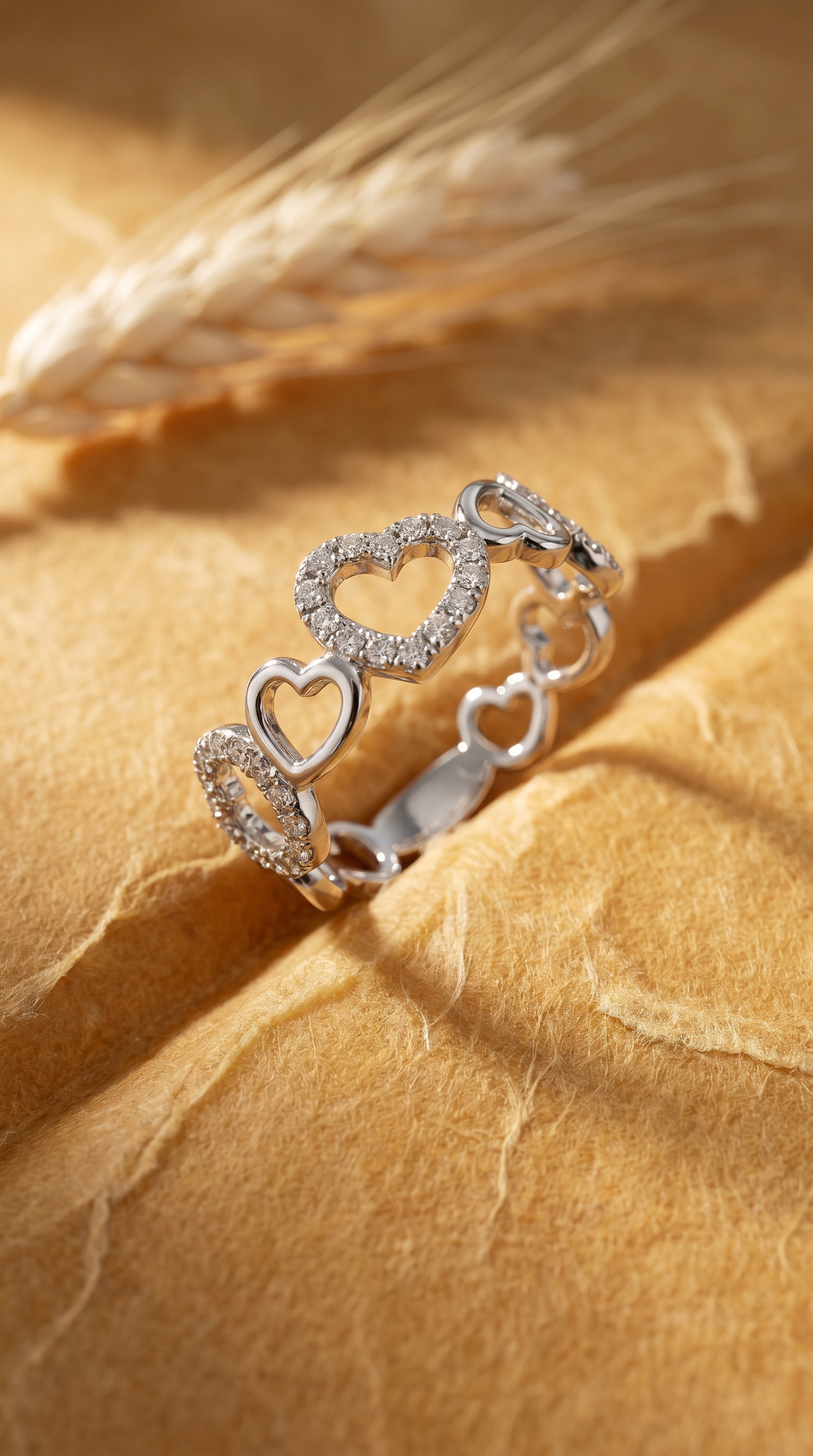 Diamond White Gold Hearts Ring