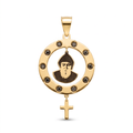 18K Yellow Gold Beaded St. Charbel Icon Pendant