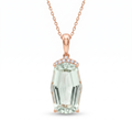 Diamond Rose Gold Prasiolite Pendant Necklace