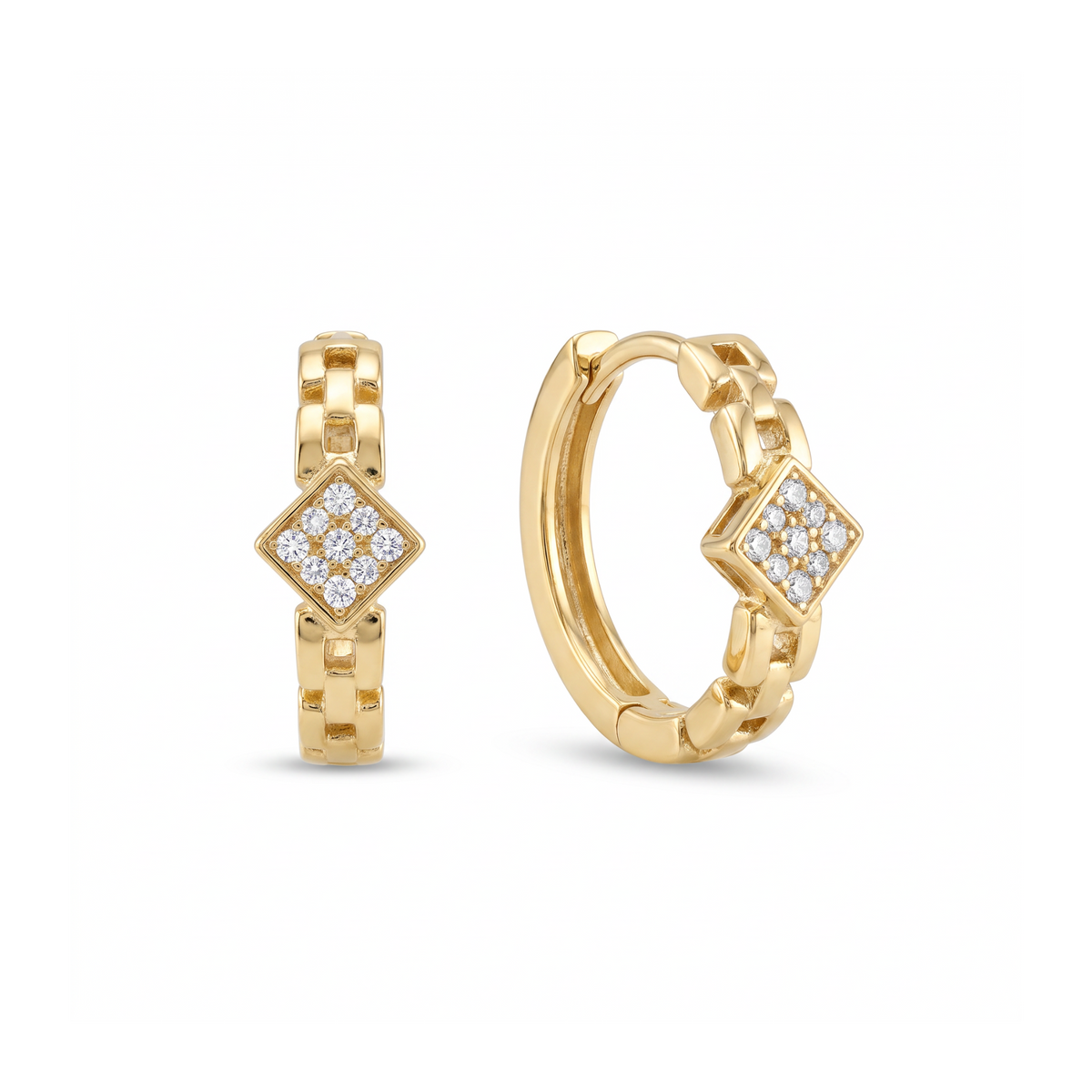 18K Yellow Gold  Cubic Zirconia Hoop Earring