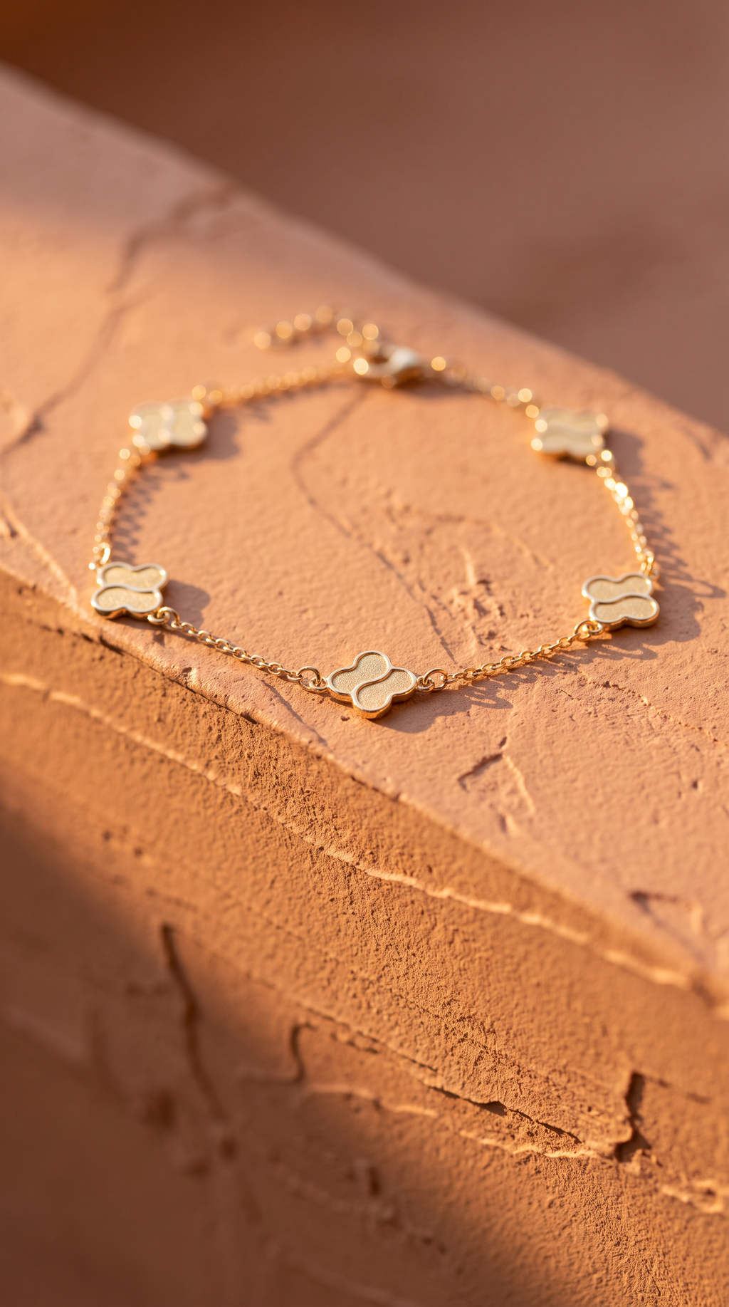 18K Yellow Gold Clover Chain Bracelet
