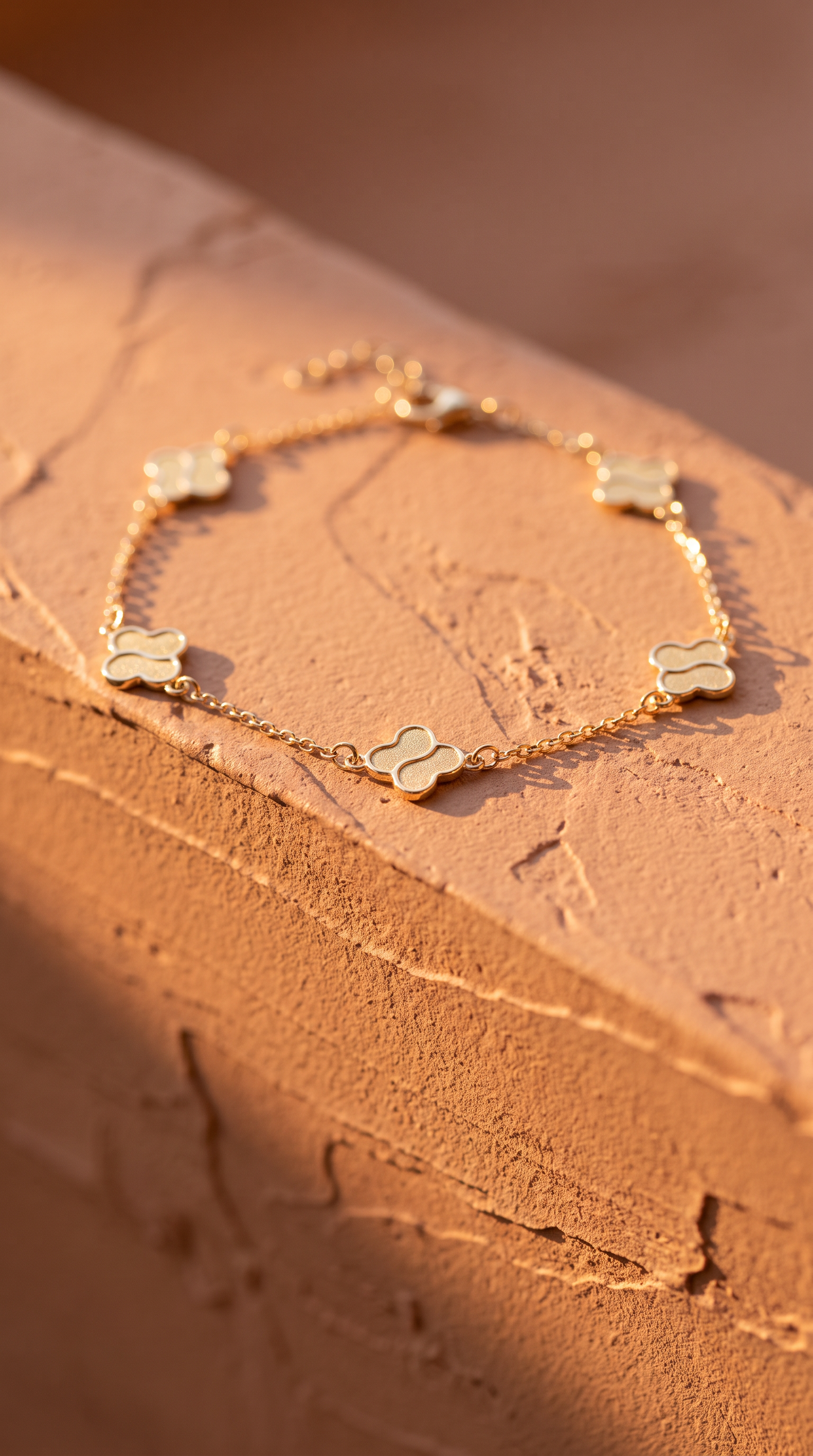 18K Yellow Gold Clover Chain Bracelet