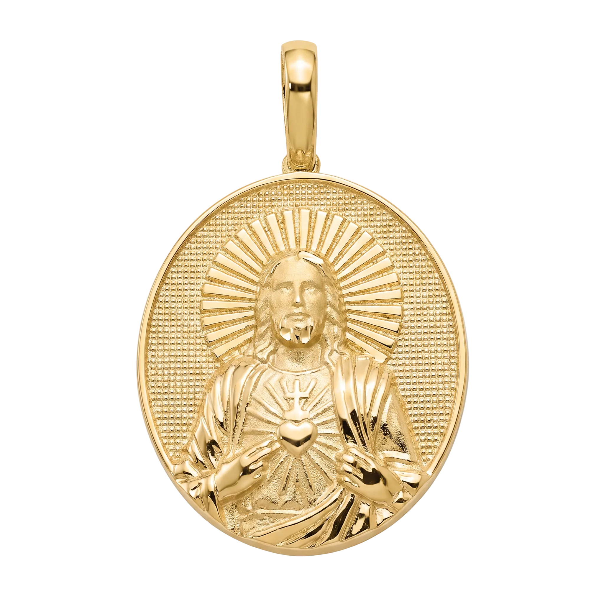 18K Yellow Gold 3D Jesus Icon Pendant