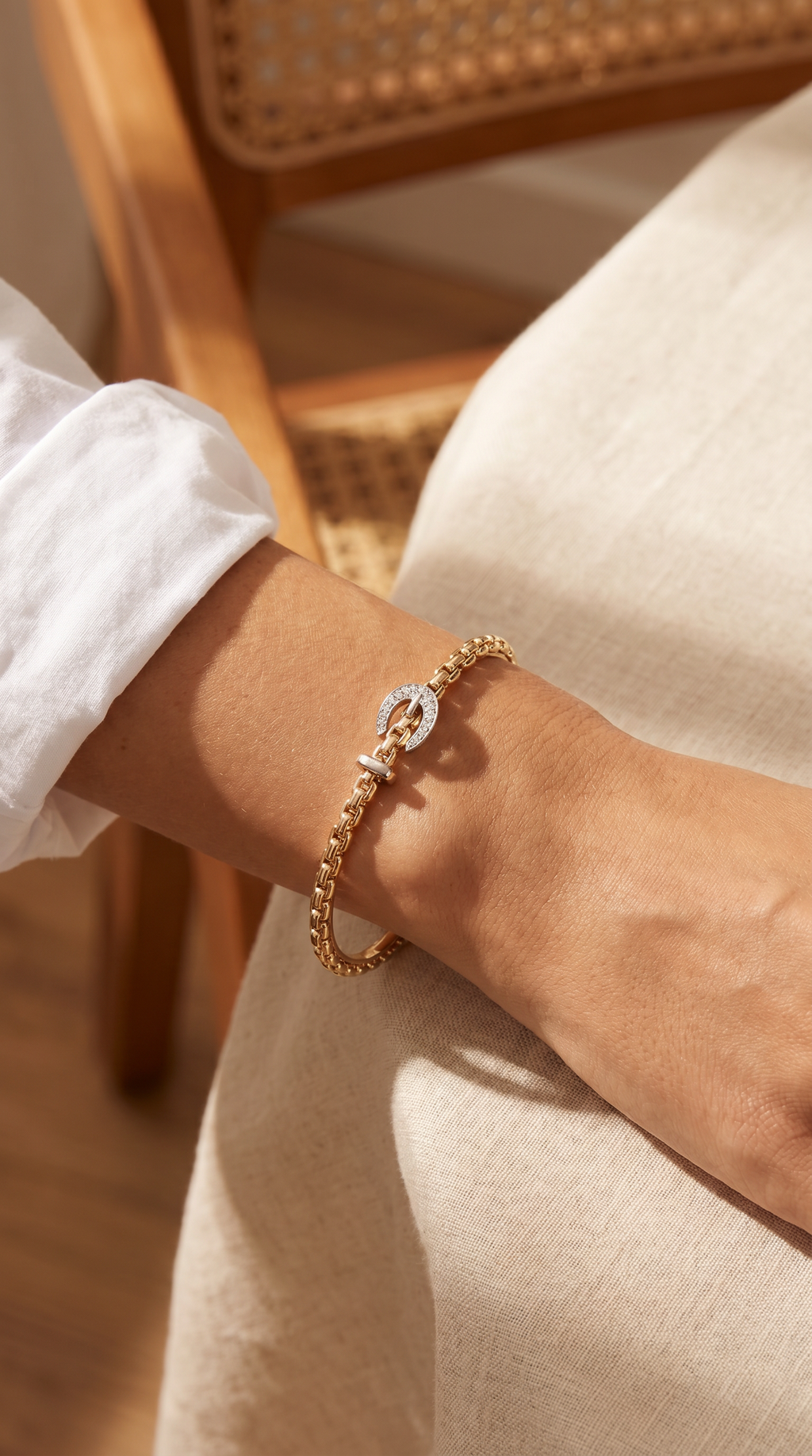 Diamond Two Tone Gold Bangle Bracelet