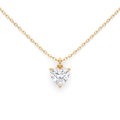 Lab Diamond Yellow Gold Heart Solitaire Chain Necklace