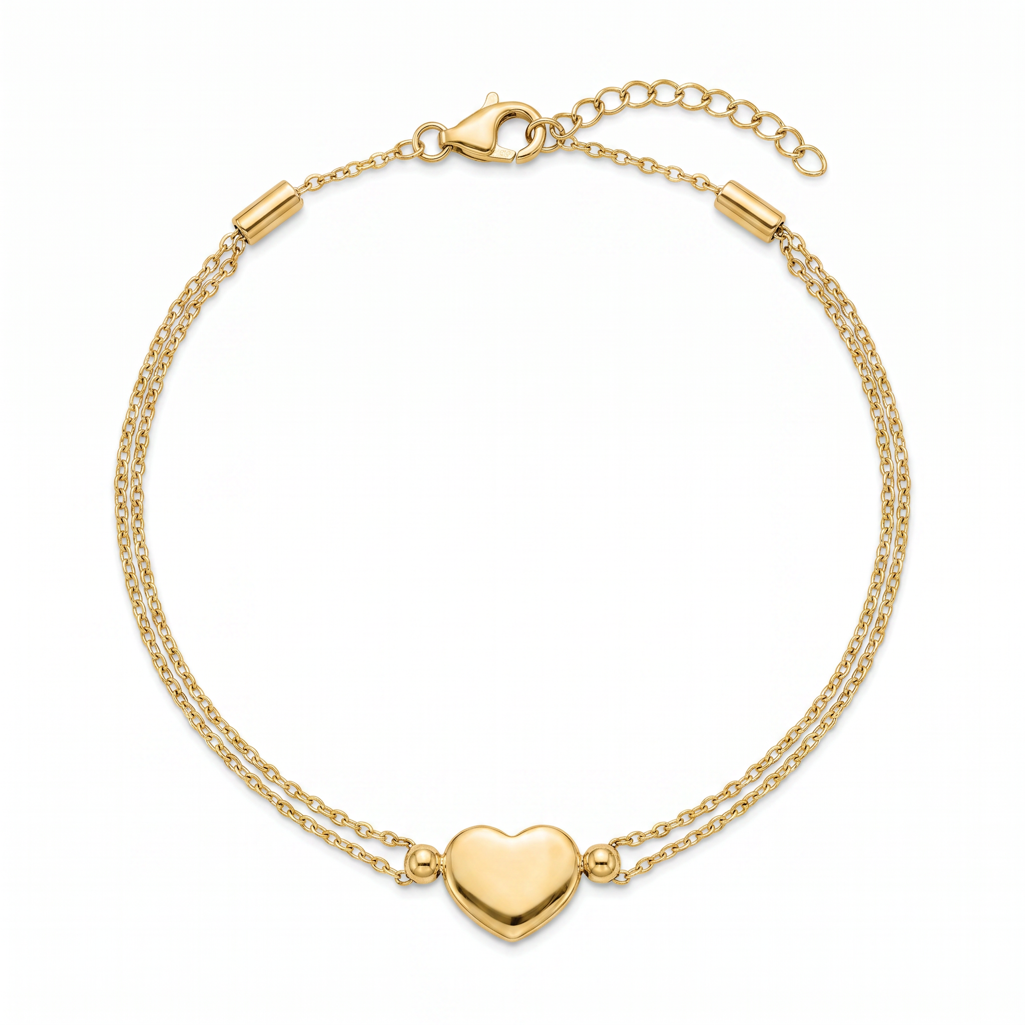 18K Yellow Gold Heart Chain Bracelet